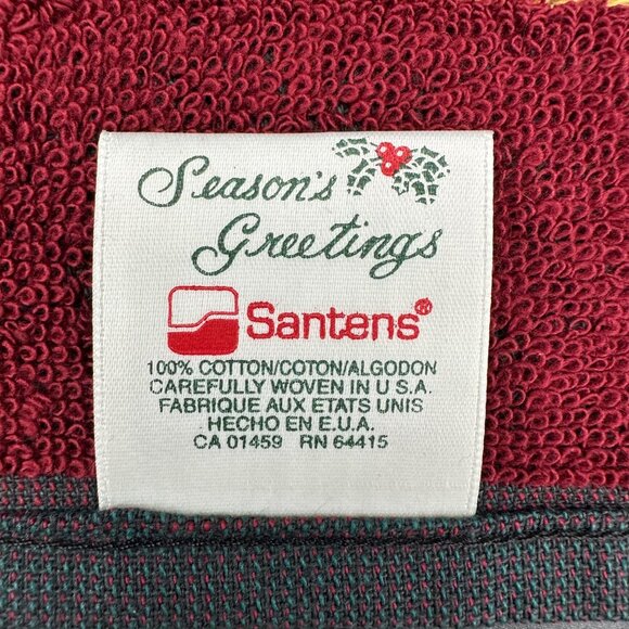 Vintage Christmas Bath Towel Hand Towel Set 1990s Santens USA Peace Dove Cotton - Picture 5 of 8